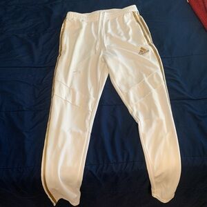Adidas Men's White Joggers with Gold Accents